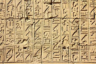 Ancient egypt hieroglyphics in karnak temple