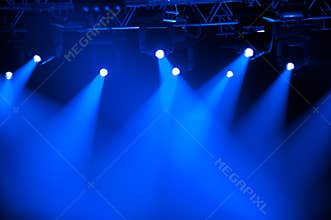 Blue stage spotlights
