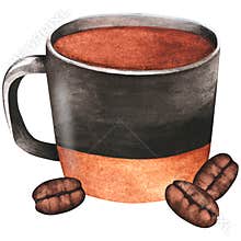 A cup of coffee. Watercolor vintage illustration. Isolated on a white background. For your design.