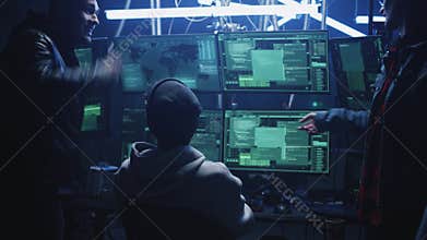Nervous hackers arguing about cybercrime