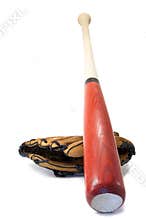 Baseball bat and glove