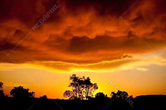 Bright orange sky clouds