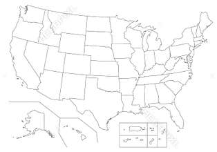 Outline United States Of America map.