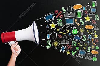 Megaphone With Digital Marketing Concept