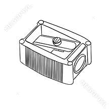 Simple pencil sharpener on white background with black lines
