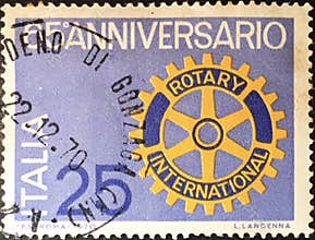 Italian postage stamp for the 65th anniversary of the Rotary club