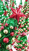 Christmas star - red and golden Christmas tree ornaments