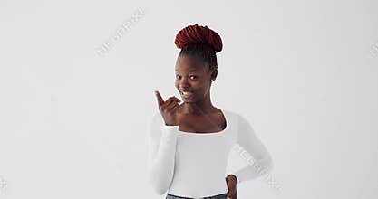 Woman saying no by waving her finger