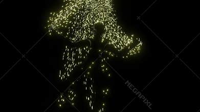 Abstract visualization of a nightmare with a man or woman falling down to nowhere, seamless loop. Design. Bad dream with