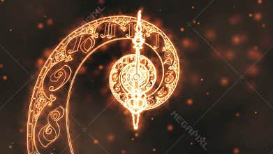 Classic fire spiral dial endlessly moving towards the camera.3D render