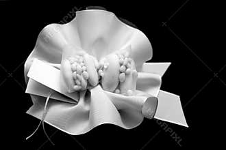 White wedding favor with black background