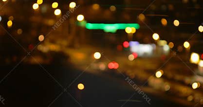 Blurry city street lights at night
