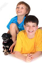 Boys and small dog