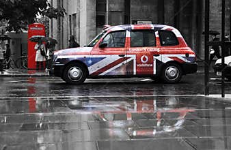 Vodafone advertisement on a black cab