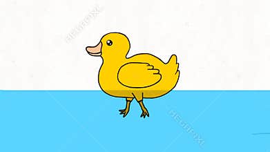 2-dimensional animated video of a duck swimming in water