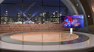 3D Virtual News Studio Background