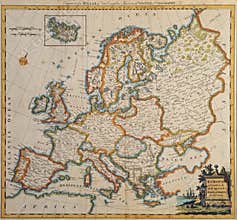 Original antique europe map.