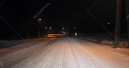 Driving in snow at night