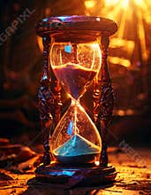 Antique hourglass with golden sand