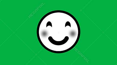 black and white blushing expression isolated on green screen