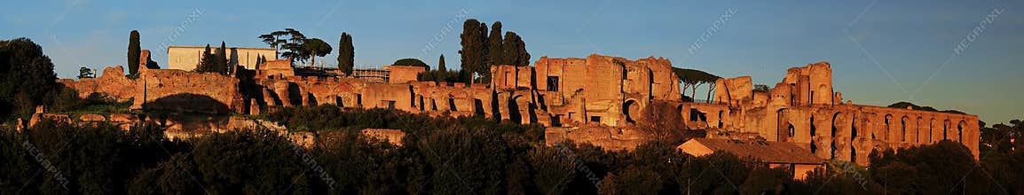 Ruins of Palatine hill palace in Rome