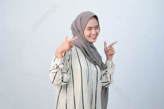 Body expression of Indonesian Asian woman wearing hijab