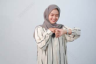 Body expression of Indonesian Asian woman wearing hijab