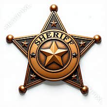 Sheriff golden star isolated on white background. Sheriff badge