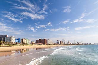 A wonderful sunny day on the pristine beaches of Durban, South Africa.