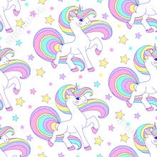 Seamless pattern with rainbow unicorns. Vector illustration