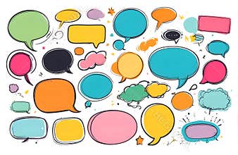 set of colorful speech bubbles with free space for text on white