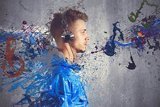 Boy listening to music