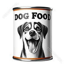 Dog food tin can product isolated on white transparent background
