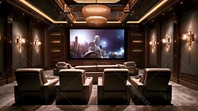 Experience the ultimate in-home entertainment with our spacious home theater featuring two comfortable recliners, A luxury
