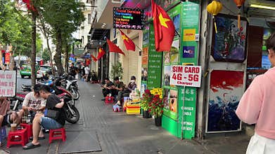 Ho Chi Minh City Vietnam 06.18.2024 Street girl walking down the street different people of different nationalities
