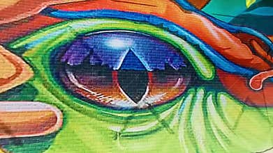 Artistic walls with paintings and graffiti Playa del Carmen Mexico