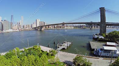 Cityscape with Manhattan skyscrapers and Brooklyn
