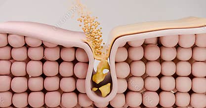 3D stylized animation of cleansing oily skin