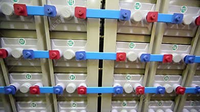 Rack with accumulator batteries of backup power