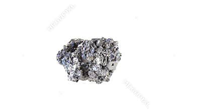 Polished mineral stone Covellite rotates in a circle on a white background