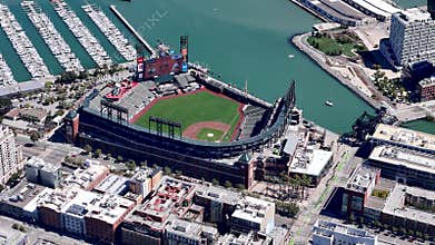 Aerial View of Oracle Park in San Francisco, California