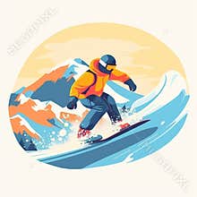 A snowboarder rides, jumps, and slides across the mountains. Snowboarding