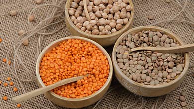 lentils and chickpeas close up