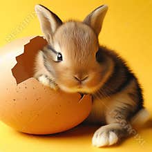A little rabbit hatched from an egg. Generative AI