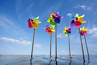 Toy windmill concept of green energy wind farm