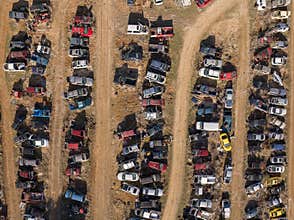 Autos in salvage yard for spare parts in St Louis, Mo