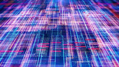 Technology digital number data network random selection analysis. High speed hologram line platform areal view 4K motion