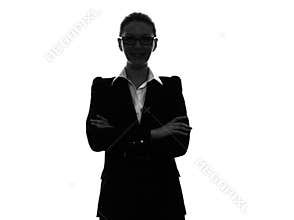 Business woman arms crossed portrait silhouette
