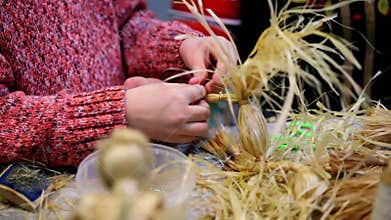 Process of bast braiding lesson, only hands