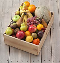 Wood Box Of Fruit